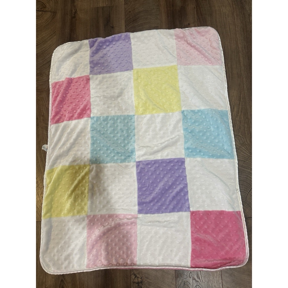 $35 🌙 CIRCO target Plush Baby Blanket Lovey‎ Color Block Pink Minky Squares